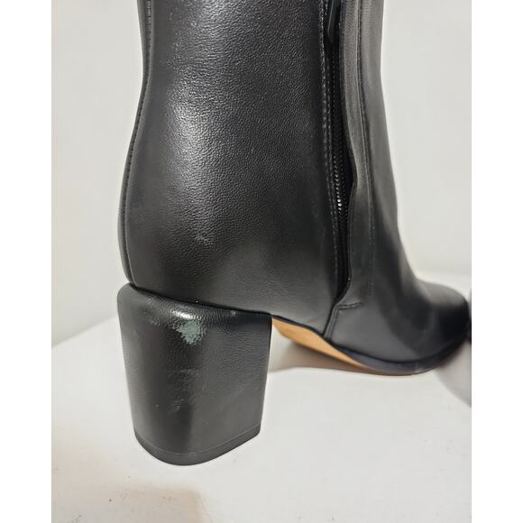 Vince Leather Boots Womens 6 Black Square Toe Block Heel Elevated Elegant - Picture 10 of 16